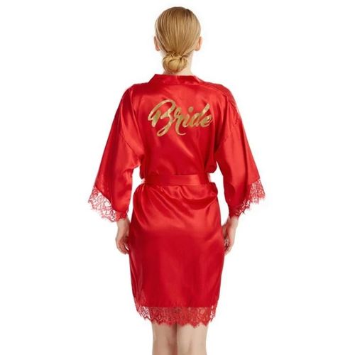 Chemise De Nuit Bord Dentelle Pour Femme-Lettres Dorées,Rouge,Taille L-Rouge,L