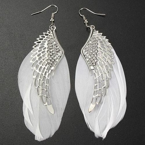 Boucles D'oreilles Aile En Métal-Bohème Fait À La Main Vintage Plume Design