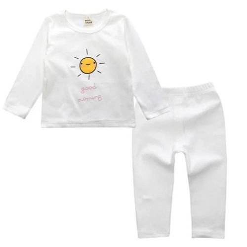 Ensemble De Pyjama En Coton Dessin Animé Pour Enfants-Care Belly,Taille M,Matin Blanc,M