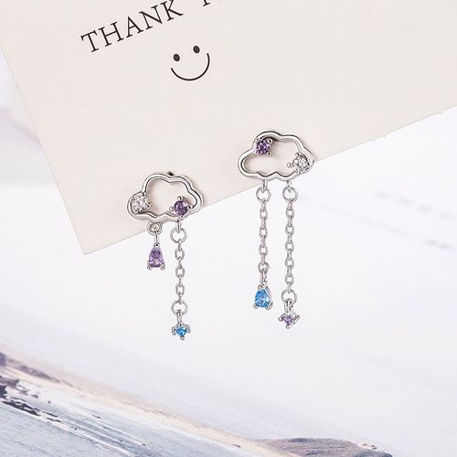 Boucles D'oreilles Nuage De Pluie Blanc Exquis Pour Hommes Et Femmes, Gouttes D'oreille En Cristal Transparent, Fête De Mariage, Cadeaux De Vacances, Bijoux 03