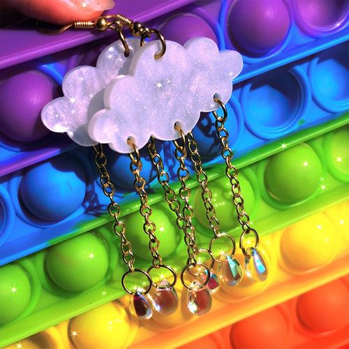 Boucles D'oreilles Nuage De Pluie Blanc Exquis Pour Hommes Et Femmes, Gouttes D'oreille En Cristal Transparent, Fête De Mariage, Cadeaux De Vacances, Bijoux 03