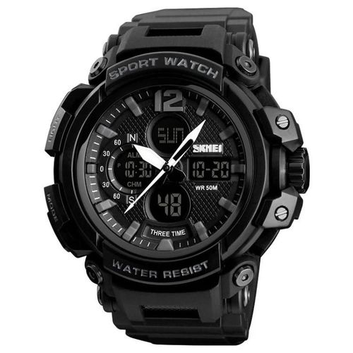 Montre De Sport Numérique-Étanche,Noir,Skmei 1343 Pour Homme Et Étudiant Noir