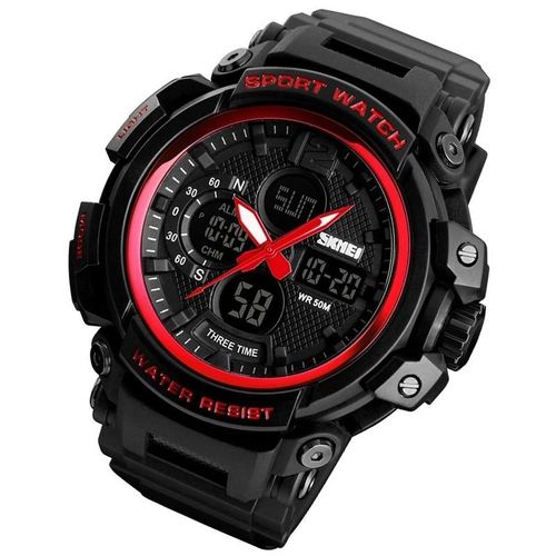 Montre De Sport Numérique Étanche Pour Homme-Skmei 1343,Rouge & Noir Rouge Noir