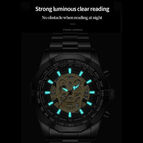 Montre Squelette Tête De Mort À Quartz Étanche-30m Luminous,Binbond