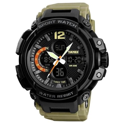 Montre De Sport Numérique Étanche Pour Homme-Kaki,Skmei 1343 Kaki