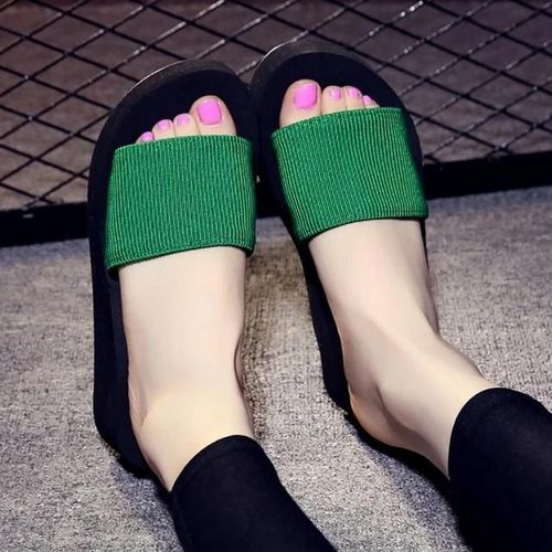 Pantoufles À Talons Hauts Antidérapantes-Sandales De Plage D'été Pour Femmes,Taille 39,Vert Vert,39