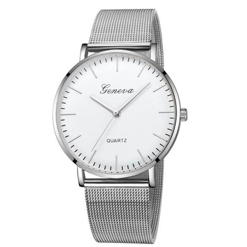 Montre À Quartz Geneva-Bracelet En Maille D'acier Inoxydable Pour Hommes Et Femmes