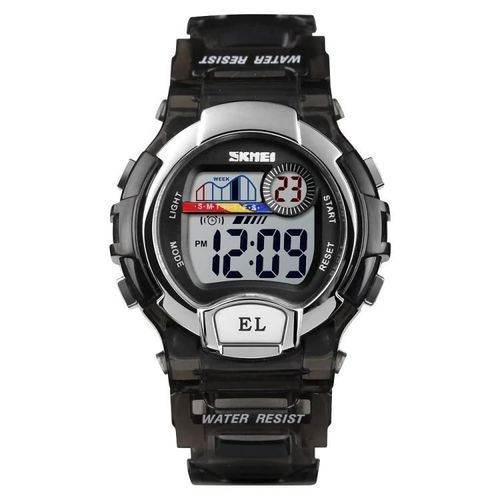 Montre De Sport Numérique-50m Étanche,Lumière Led,Transparente,Skmei 1450 Noir