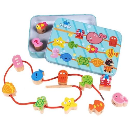 Jouet De Perles En Bois-Diy Cartoon Fruit & Sea Animal Stringing Set Sea Animal