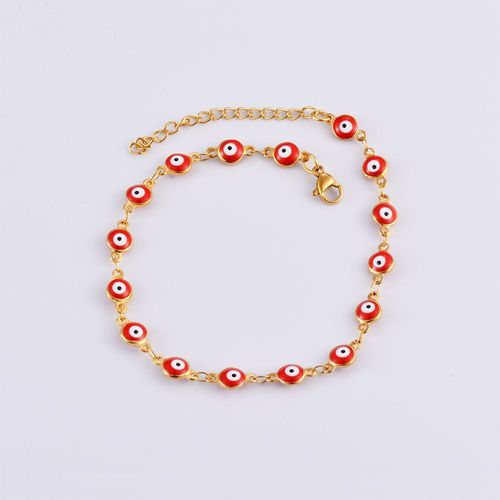 Bracelets En Acier Inoxydable Pour Femme, Mauvais ¿Il Bleu Et Rouge, Perle Émaillée, Bijoux Turcs Porte-Bonheur, Cadeaux