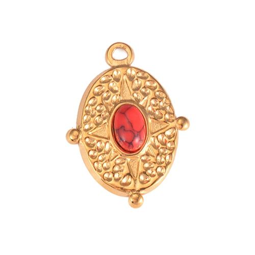 Breloques Vintage En Acier Inoxydable Pour Document Doré, Pierre Naturelle, Dos Plat, Pendentif, Bijoux De Bricolage, 5 Pièces/Lot, Vente En Gros