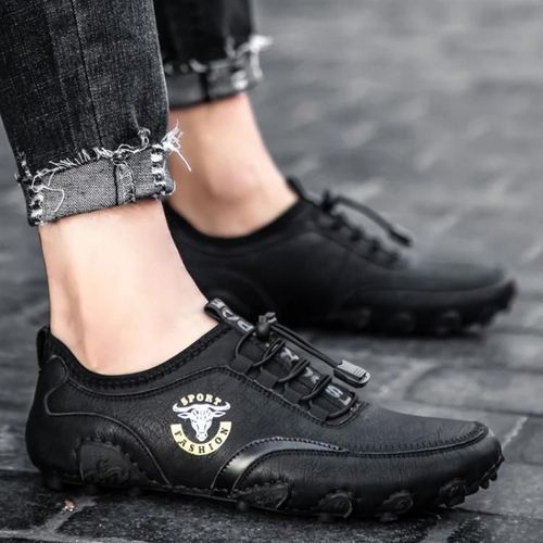 Chaussures Décontractées En Cuir Pour Hommes-Respirantes,Légères,Taille 48 (Noir) Noir,48