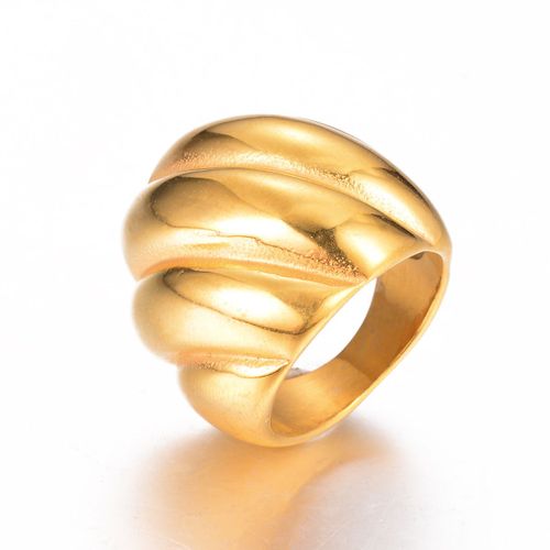 Bague Large Et Épaisse En Acier Inoxydable Pour Homme Et Femme, Bijoux Brillants, Bagues Irrégulières Dorées, Unisexe