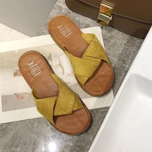 Pantoufles Plates D'été Pour Femmes-Outdoor Comfort,Jaune,Taille 35-Jaune,35
