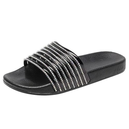 Pantoufles De Perceuse Flash Brillantes Décontractées Pour Femmes-Noir Uni,Taille 39 Noir,39
