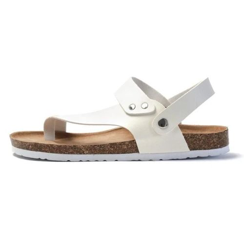 Tongs En Liège Pour Hommes-Sandales De Plage D'été,Taille 45,Blanc-Blanc,45