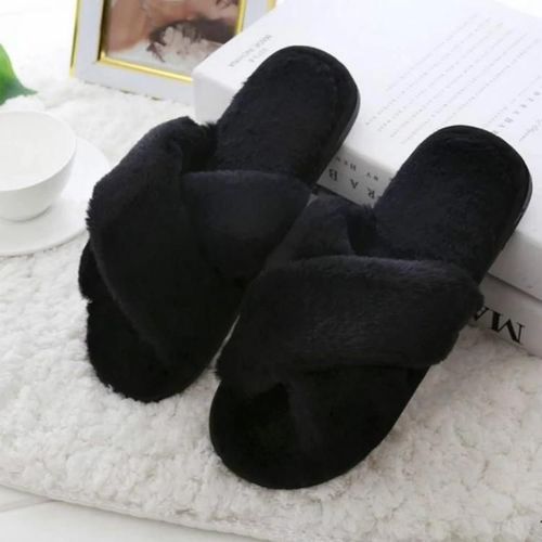 Pantoufles Chaudes En Peluche Pour Femmes-Noir Taille 40 Pour Le Confort Noir,40