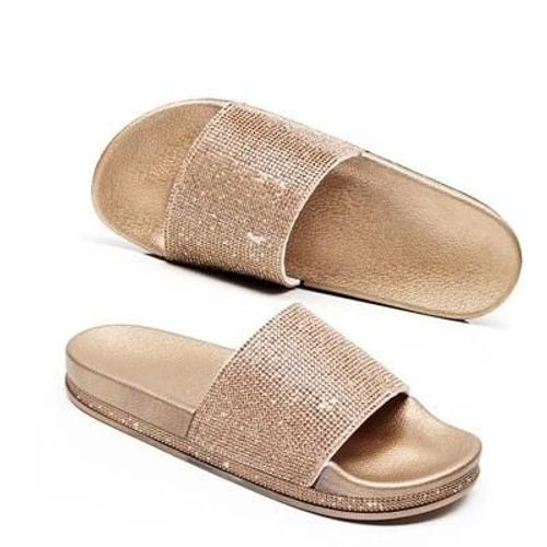 Pantoufles Pour Femmes En Strass-Bling Beach Slides,Or,Taille 41 Or,41