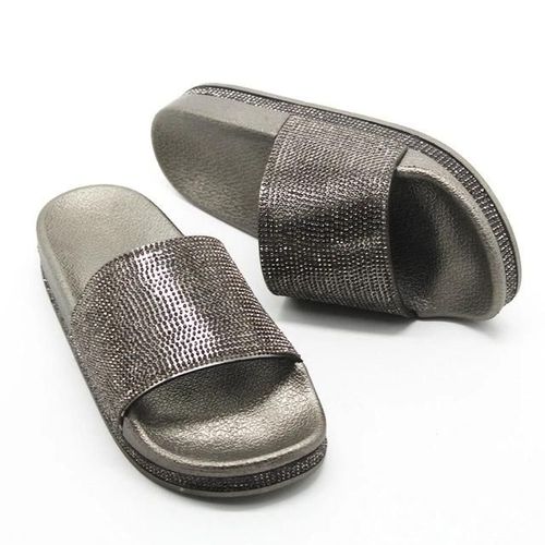 Pantoufles Pour Femmes En Strass-Bling Beach Slides En Couleur Pistolet,Taille 41 Couleur Pistolet,41
