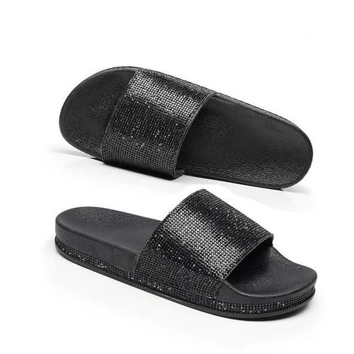 Strass Femmes Pantoufles Bling Beach Slides 40 Noir,40