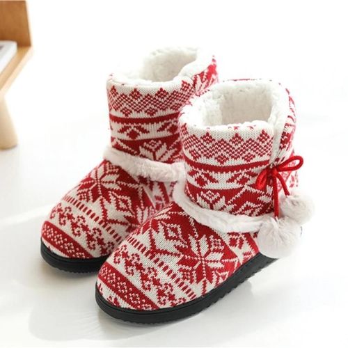 Pantoufles Montantes En Coton-Chaussures D'intérieur En Velours Chaud,Taille 39-40,Noël Rouge Noël Rouge,39-40