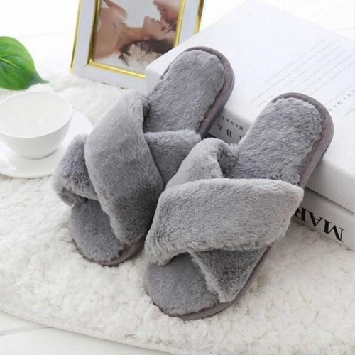 Pantoufles Chaudes En Peluche Pour Femmes-Gris,Taille 38 | Chaussures Confort Gris,38