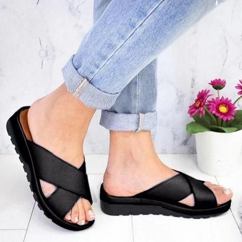 Pantoufles D'été Pour Femmes-Sandales D'extérieur Confortables,Noir,Taille 40 Noir,40