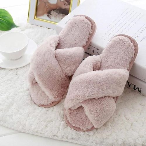 Pantoufles Chaudes En Peluche Pour Femmes-Rose,Taille 36 | Chaussures Confort Rose,36