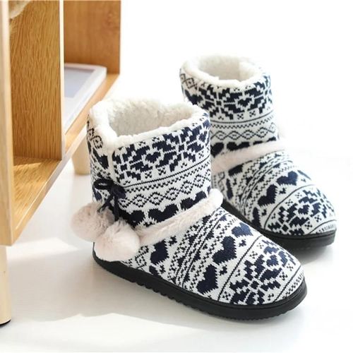 Pantoufles Montantes En Coton-Chaussures D'intérieur À Semelles Épaisses En Velours Chaud,Taille 39-40,Noir Noir,39-40