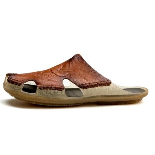 Pantoufles En Cuir Pour Hommes-Chaussures De Plage Plates Décontractées,Taille 47 |