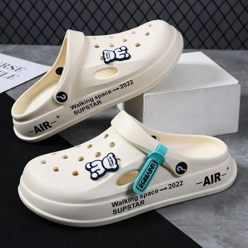 Été Hommes Pantoufles Trou Chaussures Couples Sandales Chaussures De Plage À Semelle Souple 36-37 Beige,36-37