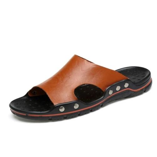 Pantoufles De Plage Décontractées-Sandales En Microfibre Pour Hommes,Marron,Taille 40 Marron,40