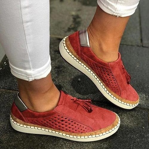 Baskets Respirantes Pour Femmes-Chaussures Plates Rouges Taille 43 Rouge,43