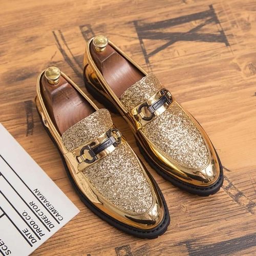 Chaussures Formelles En Cuir Pour Hommes-Fond Épais,Bout Pointu,Taille 40-Or,40