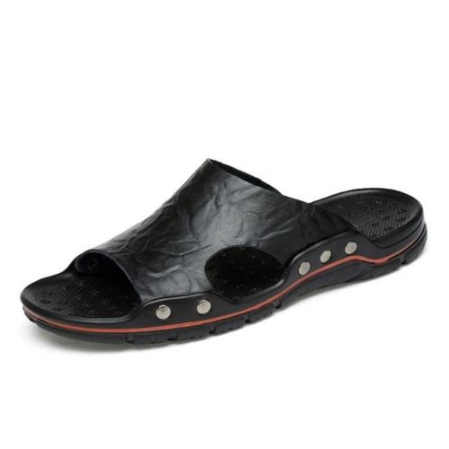 Pantoufles De Plage Décontractées Pour Hommes-Sandales En Microfibre,Noir,Taille 40 Noir,40