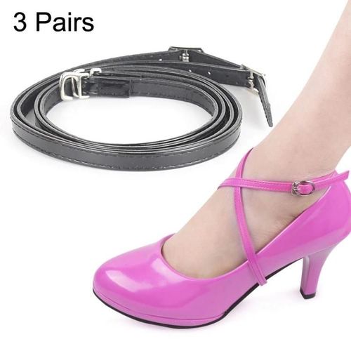 Talons Hauts-3 Paires De Chaussures En Cuir Avec Lacets Anti-Talon,Noir Miroir Noir