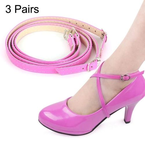 Talons Hauts-3 Paires De Chaussures En Cuir À Section Transversale Avec Lacets Anti-Talon,Rose Rouge Rose