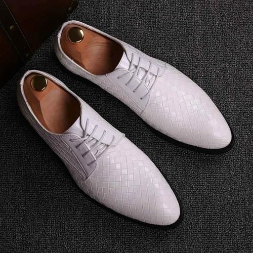 Chaussures Habillées Pour Hommes-Cuir De Crocodile,Bout Pointu,Décontracté,Blanc 46 Blanc,46