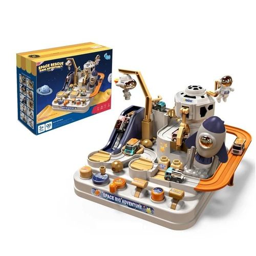 Ensemble de jouets sur piste de train de fusée spatiale-Aventure mécanique avec 3 véhicules