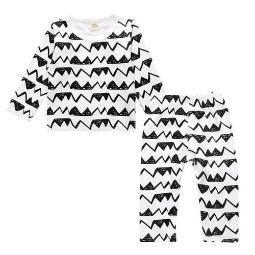 Ensemble Pyjama En Coton Dessin Animé Pour Enfants-Black Wave,Taille M Black Wave,M