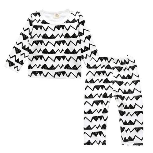 Ensemble De Pyjama En Coton De Dessin Animé Pour Enfants-Black Wave Design,Taille S Black Wave,S