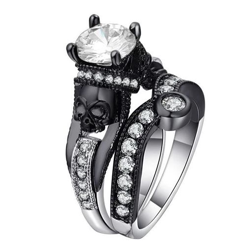 Bagues Tête De Mort-2 Pcs Punk Style Bijoux De Mode Pour Hommes Par