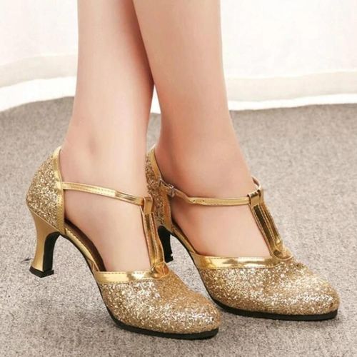 Talons Latins Pour Femmes-Chaussures À Talons Souples En Or Pailleté Par,Taille 37 Or,37