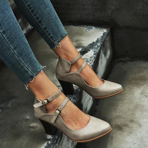 Talons À Double Boucle Femme Grande Taille-Gris,Taille 43 Gris,43