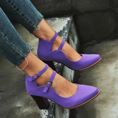 Talons Pour Femmes Grande Taille-Double Boucle Design,Violet,Taille 43 Violet,43