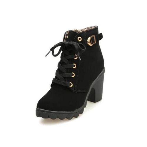 Baskets À Talons Hauts-Couleur Unie Bottes De Neige Pour Femmes,Noir 36 Noir,36