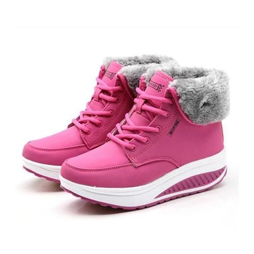 Bottines Compensées Pour Femmes-Bottes De Neige À Lacets Pour L'automne Et L'hiver,Rose Red Rose Red,39