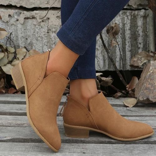 Bottes À Talons Bas Pour Femmes-Bout Pointu,Marron,Automne Et Hiver,Taille 42 Marron,42
