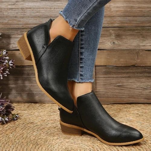Bottes Pointues À Talons Bas Pour Femme-Noir,Automne Et Hiver,Taille 39 Noir,39