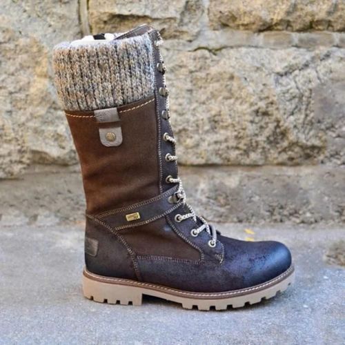 Bottes D'hiver Pour Femmes-Bout Rond,Plateforme,Chaud,Marron,Taille 35 Marron,35